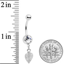 Load image into Gallery viewer, Clear Gem Autumn Lovely Textured Leaf Dangle Belly Ring