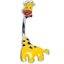 Load image into Gallery viewer, Yellow Red Bow Tie Giraffe Double Mount Belly Ring