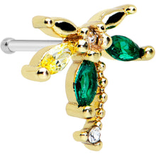 Load image into Gallery viewer, 20G 1/4 Clear Green Gem Sunlit Palm Tree Nose Bone