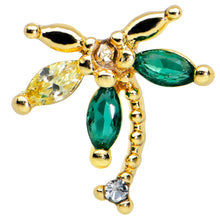 Load image into Gallery viewer, 20G 1/4 Clear Green Gem Sunlit Palm Tree Nose Bone