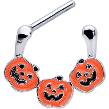 Load image into Gallery viewer, 16G 5/16 Jack O Lantern Trio Pumpkin Halloween Cartilage Clicker