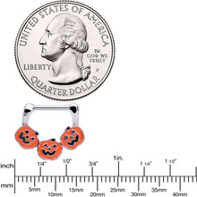 Load image into Gallery viewer, 16G 5/16 Jack O Lantern Trio Pumpkin Halloween Cartilage Clicker