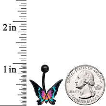 Load image into Gallery viewer, Black Sunset Butterfly Belly Ring
