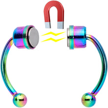 Load image into Gallery viewer, Rainbow Magnetic Septum Ring Horseshoe Non-Pierced Fake Nose Ring