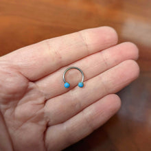 Load image into Gallery viewer, 16G 3/8 Matte Blue Splatter Ends Horseshoe Circular Barbell