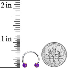 Load image into Gallery viewer, 16G 3/8 Matte Purple Splatter Ends Horseshoe Circular Barbell