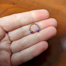 Load image into Gallery viewer, 16G 3/8 Matte Purple Splatter Ends Horseshoe Circular Barbell