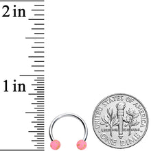 Load image into Gallery viewer, 16G 3/8 Matte Pink Splatter Ends Horseshoe Circular Barbell