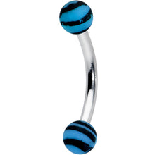 Load image into Gallery viewer, 16G 5/16 Matte Blue Zebra Stripe Curved Eyebrow Ring