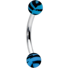 Load image into Gallery viewer, 16G 5/16 Matte Blue Zebra Stripe Curved Eyebrow Ring