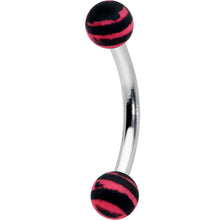Load image into Gallery viewer, 16G 5/16 Matte Pink Zebra Stripe Curved Eyebrow Ring