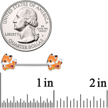 Load image into Gallery viewer, 14G 9/16 Cute Fall Fox Barbell Nipple Ring Set