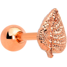 Load image into Gallery viewer, 16G 1/4 Rose Gold Tone Fall Texture Leaf Cartilage Tragus Earring