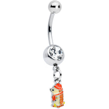Load image into Gallery viewer, Clear Gem Cozy Winter Hedgehog Dangle Belly Ring