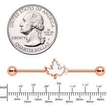 Load image into Gallery viewer, 14G Rose Gold Hue Autumn White Maple Leaf Industrial Barbell 38mm