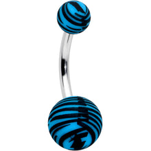 Load image into Gallery viewer, Matte Blue Zebra Stripe Belly Ring