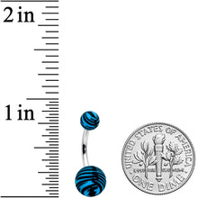 Load image into Gallery viewer, Matte Blue Zebra Stripe Belly Ring