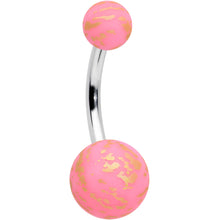 Load image into Gallery viewer, Matte Pink Splatter Pattern Belly Ring