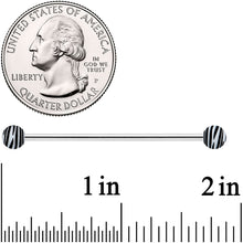 Load image into Gallery viewer, 14G Matte White Zebra Stripe Industrial Barbell 38mm