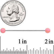 Load image into Gallery viewer, 14G Matte Pink Splatter Pattern Ends Industrial Barbell 38mm
