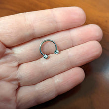 Load image into Gallery viewer, 16G 3/8 Matte White Zebra Stripe Ends Horseshoe Circular Barbell