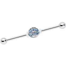 Load image into Gallery viewer, 14G Blue Gem Geometric Blues Industrial Barbell 38mm