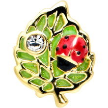Load image into Gallery viewer, 20G 1/4 Clear Gem Gold Tone Leafy Ladybug Nose Bone