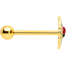 Load image into Gallery viewer, Clear Gem Gold Tone Leafy Ladybug Barbell Tongue Ring