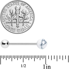 Load image into Gallery viewer, White Howlite Stone Top End Barbell Tongue Ring
