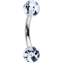 Load image into Gallery viewer, 16G 1/4 Clear Black Glitter Ends Rook Curved Barbell