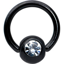 Load image into Gallery viewer, 18G 1/4 Clear Gem Black Classic BCR Captive Bead Ring