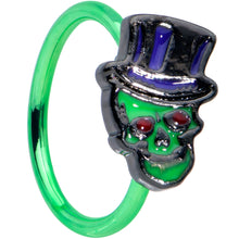 Load image into Gallery viewer, 20G 5/16 Green Top Hat Skull Halloween Nose Hoop