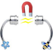 Load image into Gallery viewer, Bee Flower Ends Non Pierced Magnetic Clip On Fake Septum Ring
