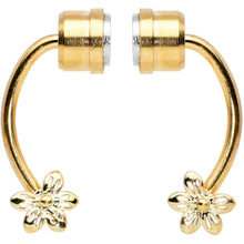 Load image into Gallery viewer, Flower Ends Gold Tone Non Pierced Magnetic Clip On Fake Septum Ring