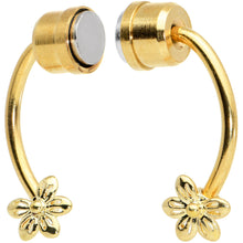 Load image into Gallery viewer, Flower Ends Gold Tone Non Pierced Magnetic Clip On Fake Septum Ring