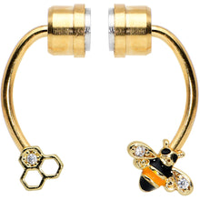 Load image into Gallery viewer, Clear Gem Bee Hive Gold Tone Non Pierced Magnetic Clip On Fake Septum Ring