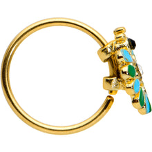 Load image into Gallery viewer, 20G 5/16 Clear Black Gem Gold Tone Pretty Peacock Nose Hoop
