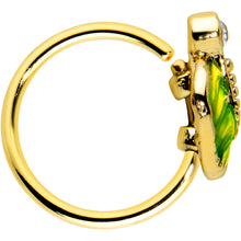 Load image into Gallery viewer, 20G 5/16 Clear Gem Gold Tone Lush Green Leaf Nose Hoop