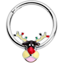 Load image into Gallery viewer, 16G 3/8 Colorful Reindeer Christmas Hinged Segment Ring