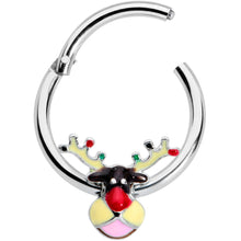 Load image into Gallery viewer, 16G 3/8 Colorful Reindeer Christmas Hinged Segment Ring