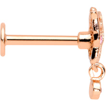 Load image into Gallery viewer, 16G 5/16 Pink CZ Gem Rose Gold Hue Butterfly Labret Monroe Tragus