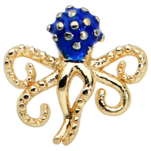 Load image into Gallery viewer, 20G 1/4 Gold Tone Textured Blue Octopus L Shape Nose Ring