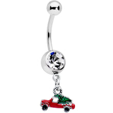 Load image into Gallery viewer, Clear Gem Christmas Tree in a Truck Dangle Belly Ring