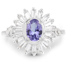 Load image into Gallery viewer, 2.01 Carat Genuine Tanzanite and White Topaz .925 Sterling Silver Ring