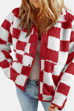 Load image into Gallery viewer, Elegant Checkered Snap Down Long Sleeve Teddy Jacket Soft & Warm Colorful Jacket