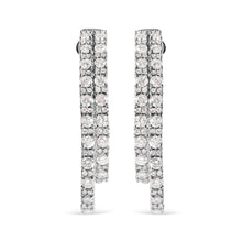 Load image into Gallery viewer, 14K White Gold 4.0 Cttw Diamond Asymmetrical Inside Out Double-Hoop Earrings (I-J Color, I1-I2 Clarity)