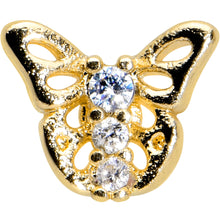 Load image into Gallery viewer, 16G 5/16 Clear CZ Gem Gold Tone Open Butterfly Labret Tragus