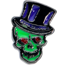 Load image into Gallery viewer, 16G 1/4 Green Top Hat Skull Halloween Cartilage Tragus Earring