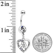 Load image into Gallery viewer, Clear Gem Floral Hollow Heart Valentines Day Dangle Belly Ring