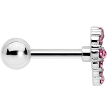 Load image into Gallery viewer, 16G 1/4 Pink Gem Floral Hollow Heart Cartilage Tragus Earring